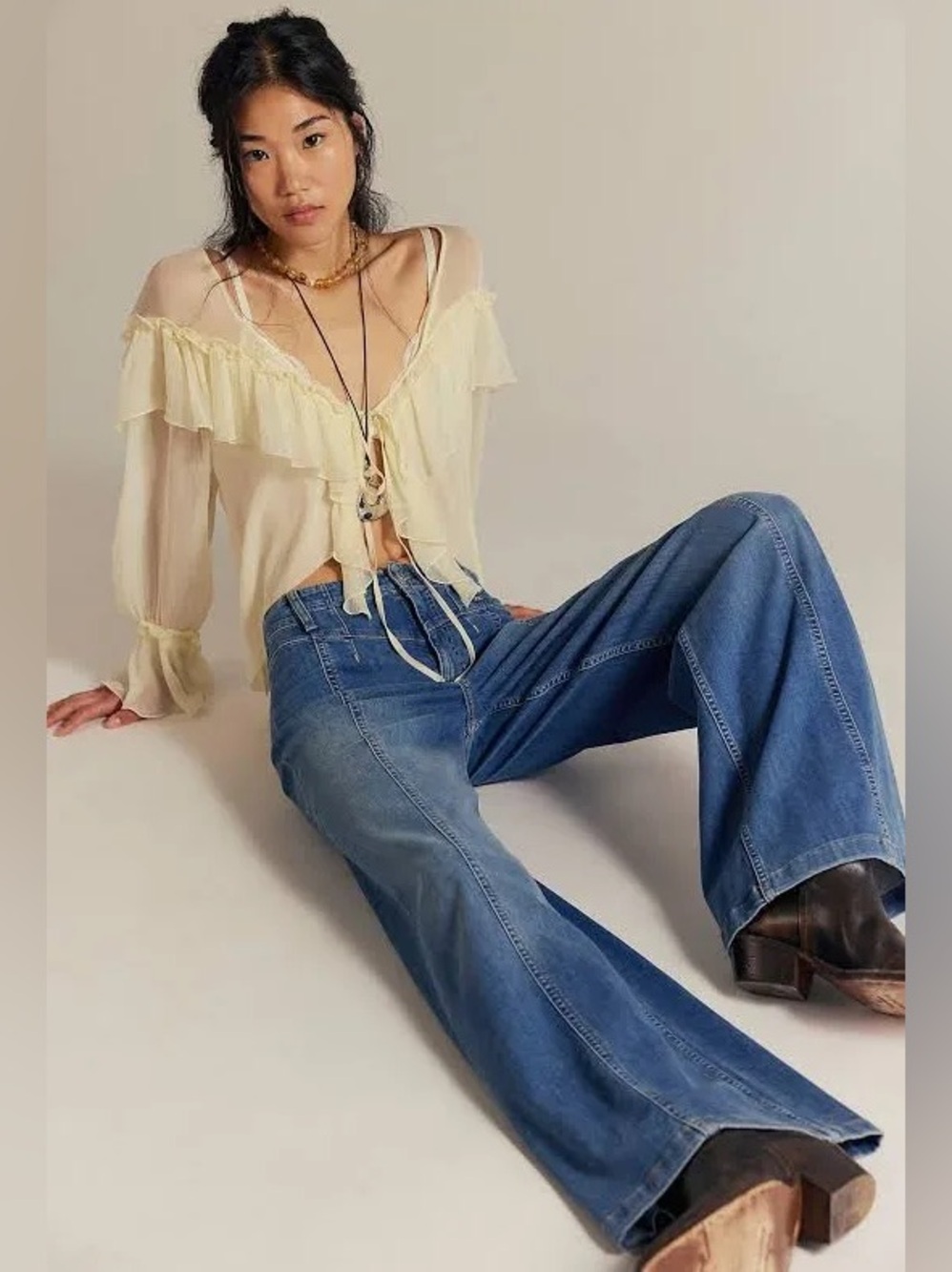 Free People We The Free Libre Wide Leg Jeans Hemmed Suze 26 - Picture 2 of 9